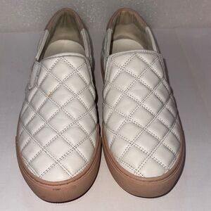 Tory Burch White Quilted Slip-On Loafers